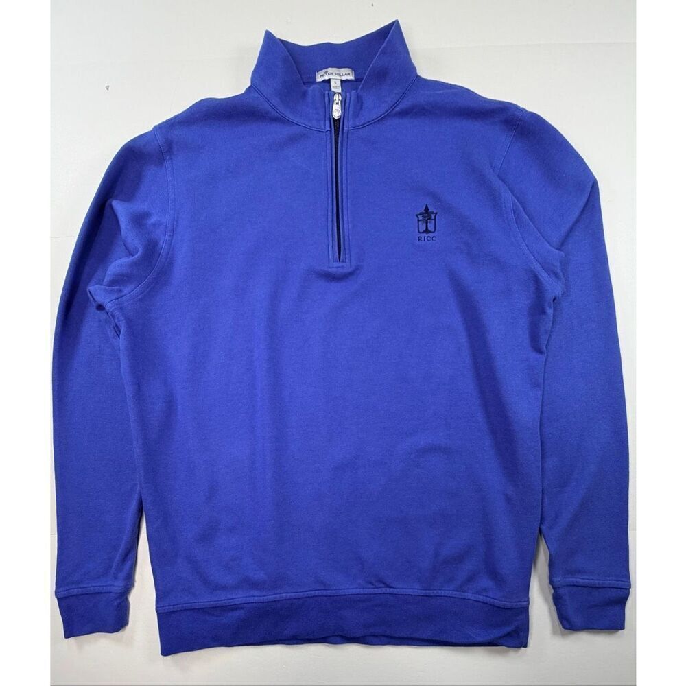 Peter Millar Rhode Island Country Club Embroidered 1/4 Zip Blue Men's Size Large